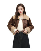 Stand Collar Fur Integrated Lamb Short Coat photo 24