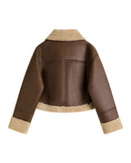 Stand Collar Fur Integrated Lamb Short Coat photo 4