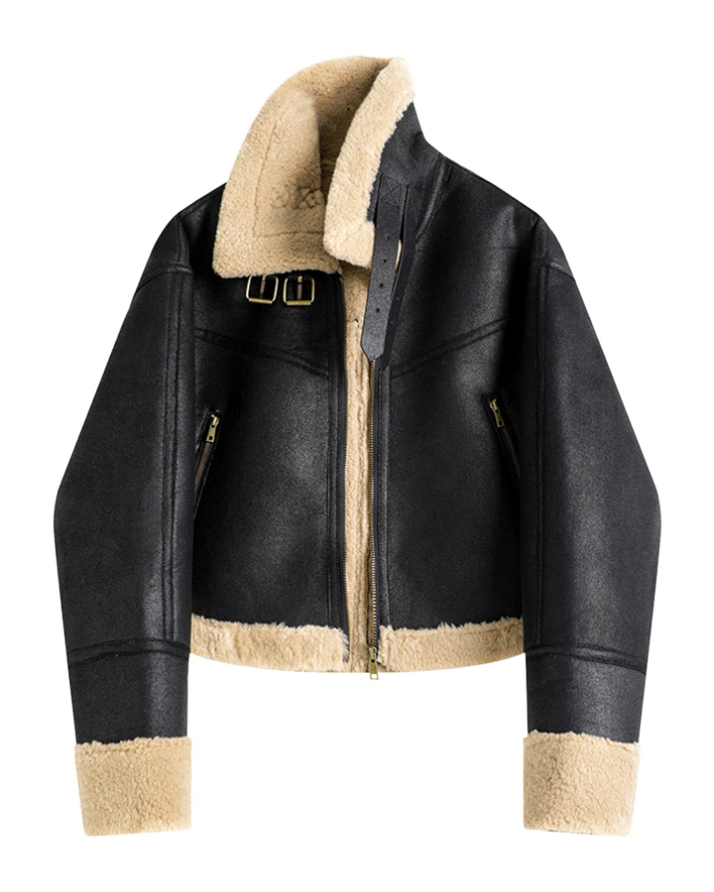 Stand Collar Fur Integrated Lamb Short Coat photo 5