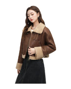 Stand Collar Fur Integrated Lamb Short Coat photo 7