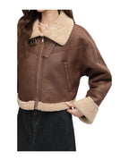 Stand Collar Fur Integrated Lamb Short Coat photo 9