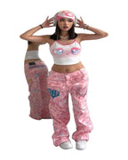 Retro Camouflage Printed Wide-leg Jeans photo 4