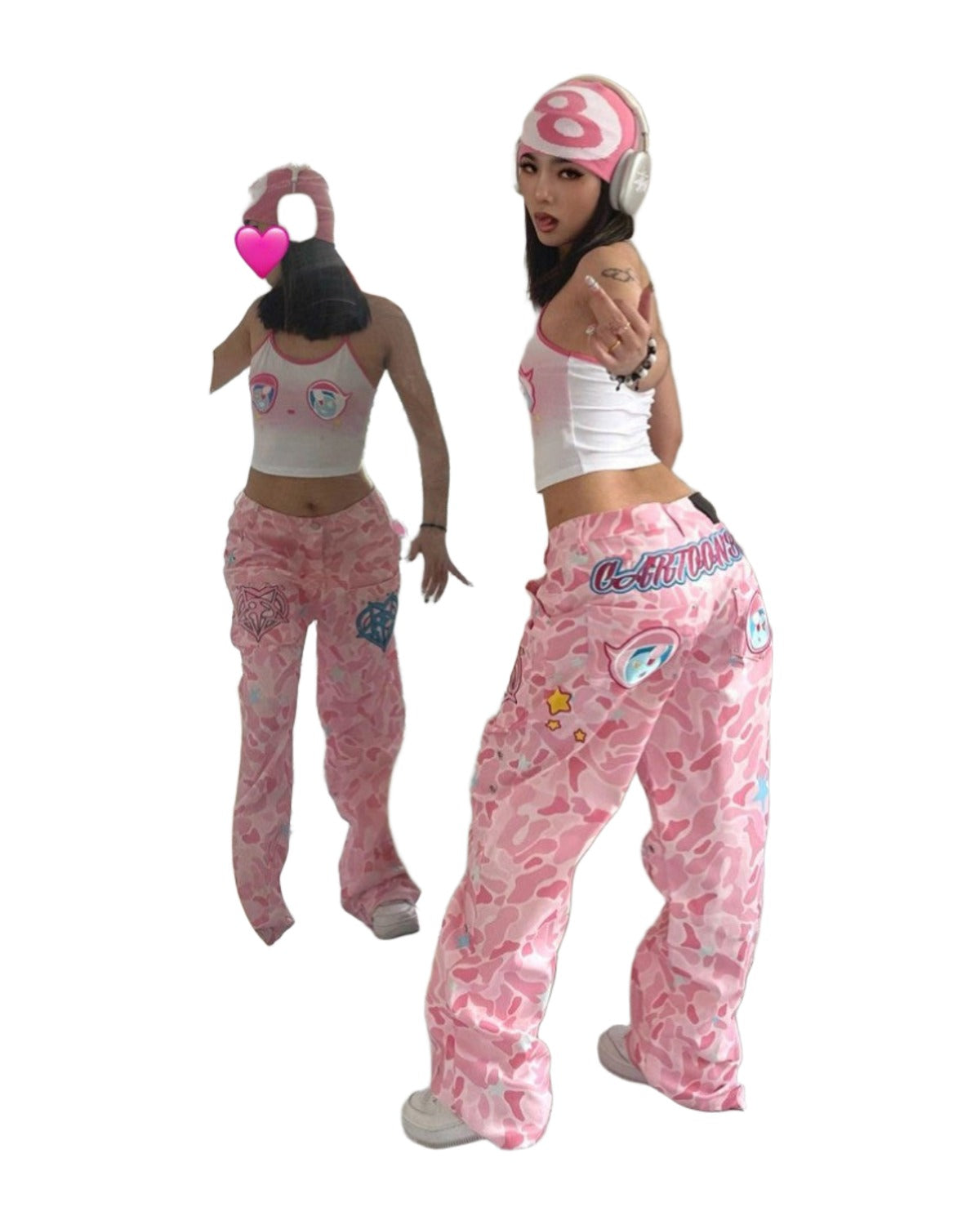 Retro Camouflage Printed Wide-leg Jeans photo 5