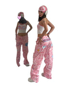 Retro Camouflage Printed Wide-leg Jeans photo 8