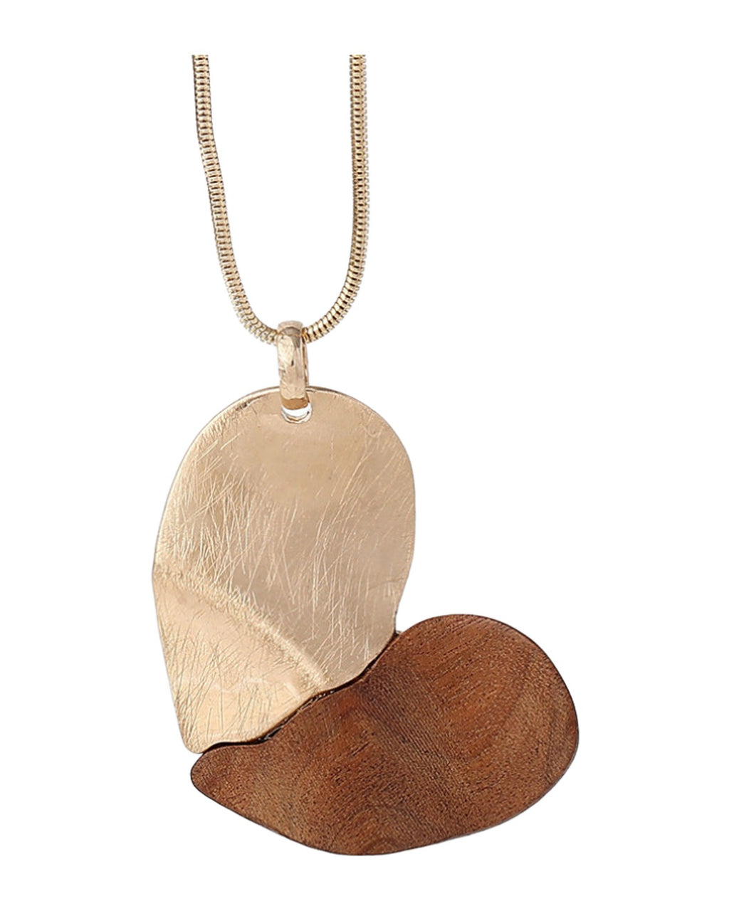 Geometric Peach Heart Necklace Wood photo 5