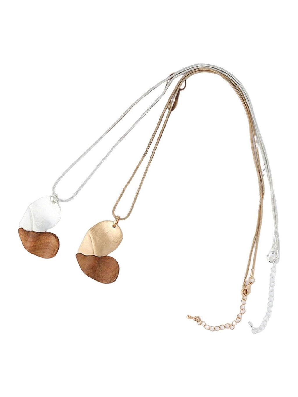 Geometric Peach Heart Necklace Wood