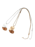 Geometric Peach Heart Necklace Wood