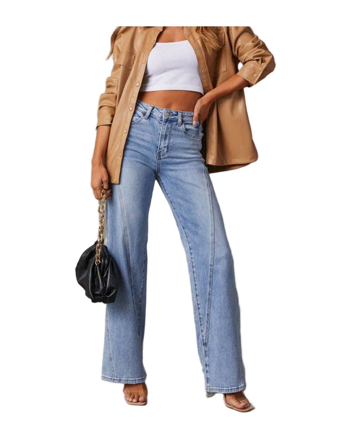 Casual Patchwork Wide Leg Jeans photo 13
