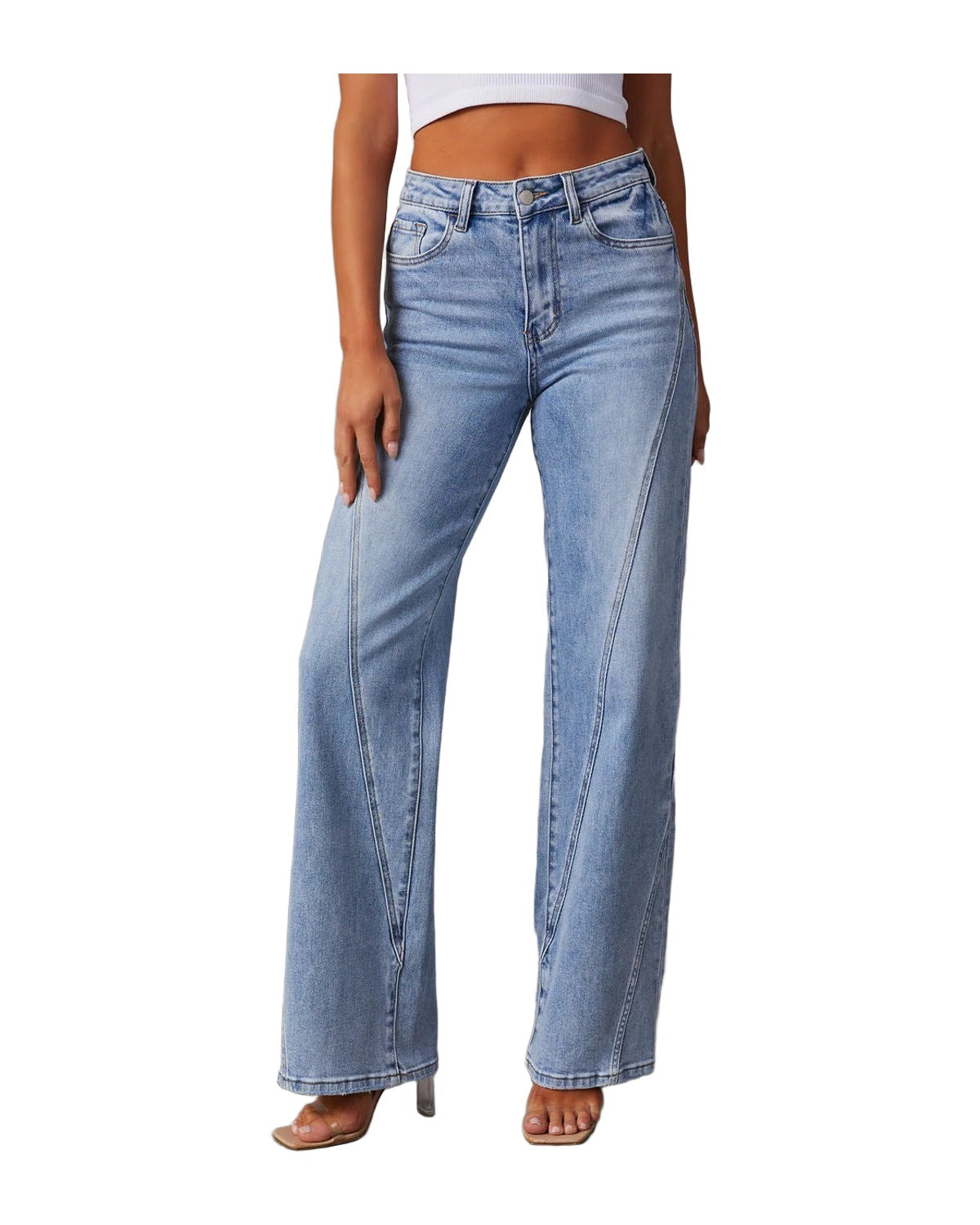 Casual Patchwork Wide Leg Jeans photo 7