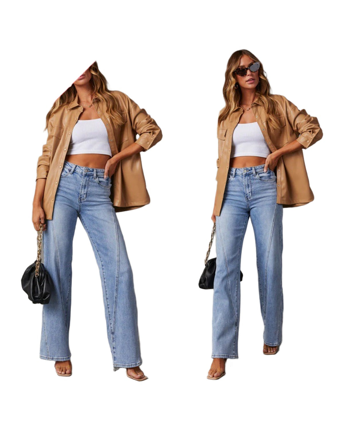 Casual Patchwork Wide Leg Jeans photo 9