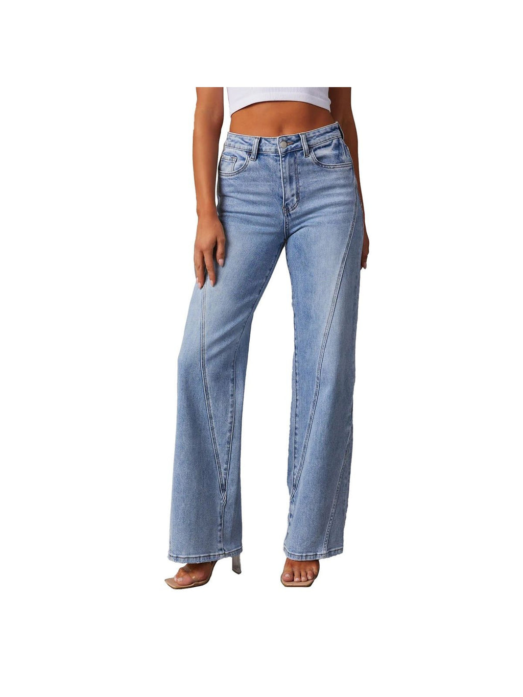 Casual Patchwork Wide Leg Jeans