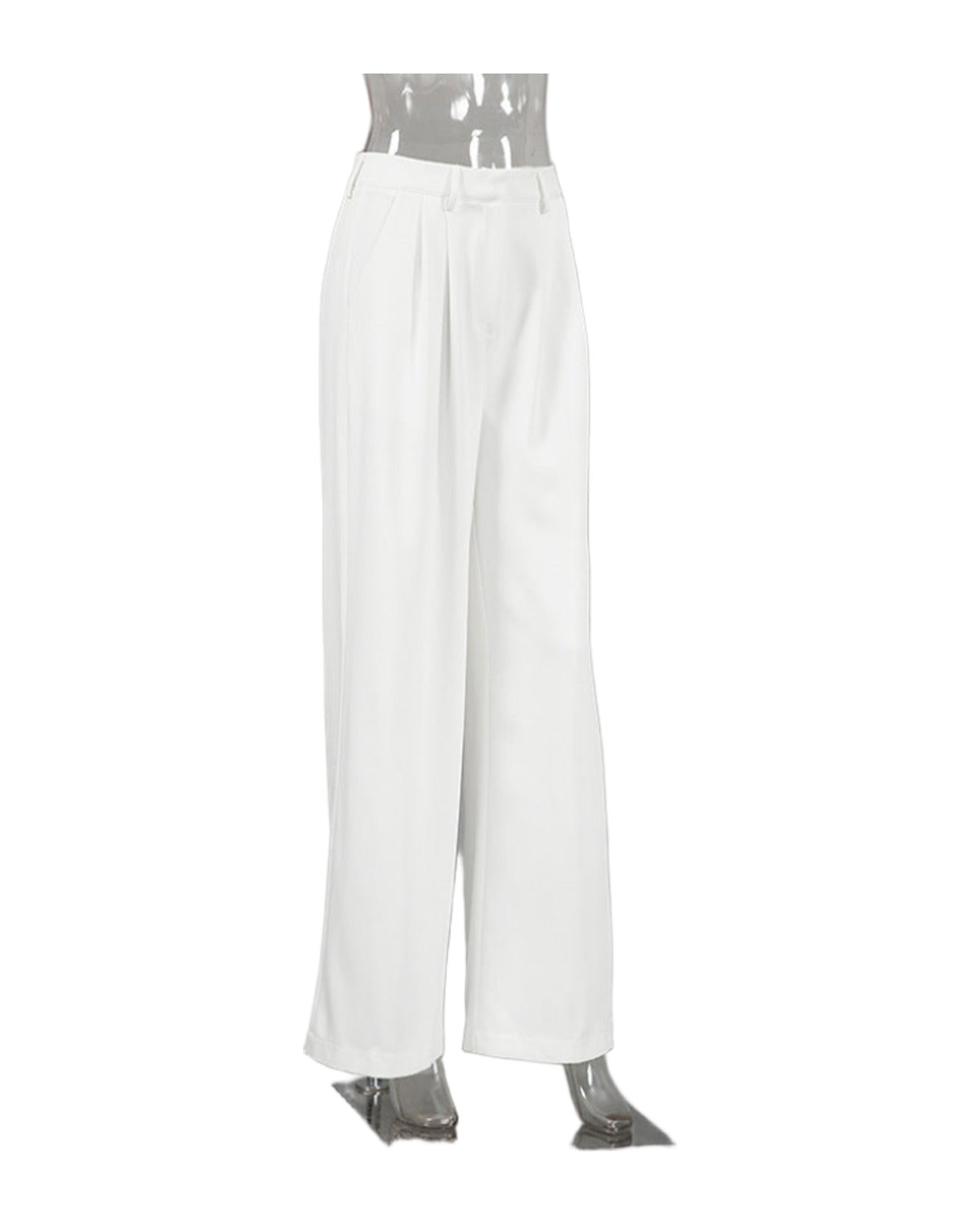 White High-waist Trousers Loose Casual Pants photo 1