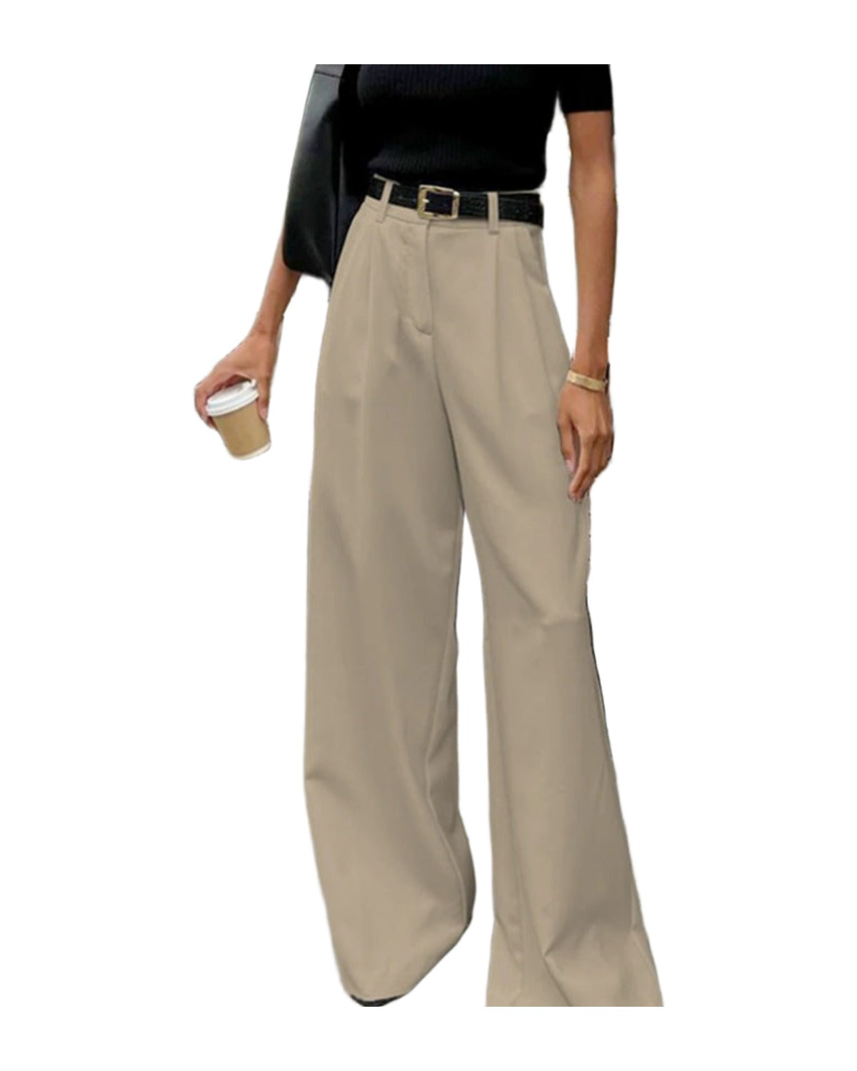 White High-waist Trousers Loose Casual Pants photo 14
