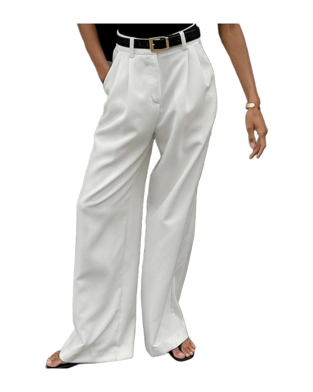 White High-waist Trousers Loose Casual Pants photo 16