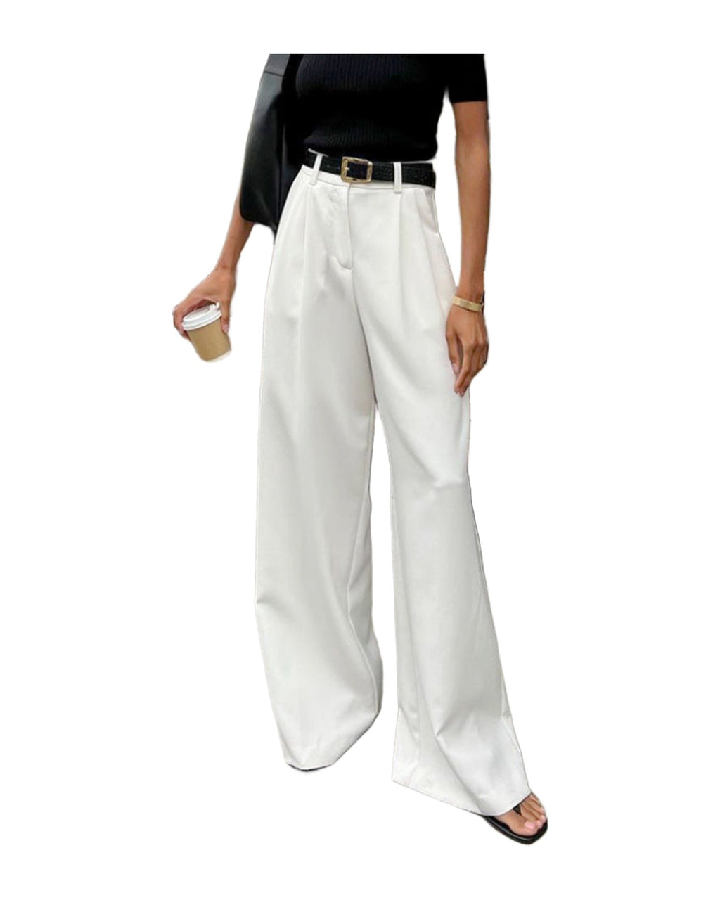 White High-waist Trousers Loose Casual Pants photo 17
