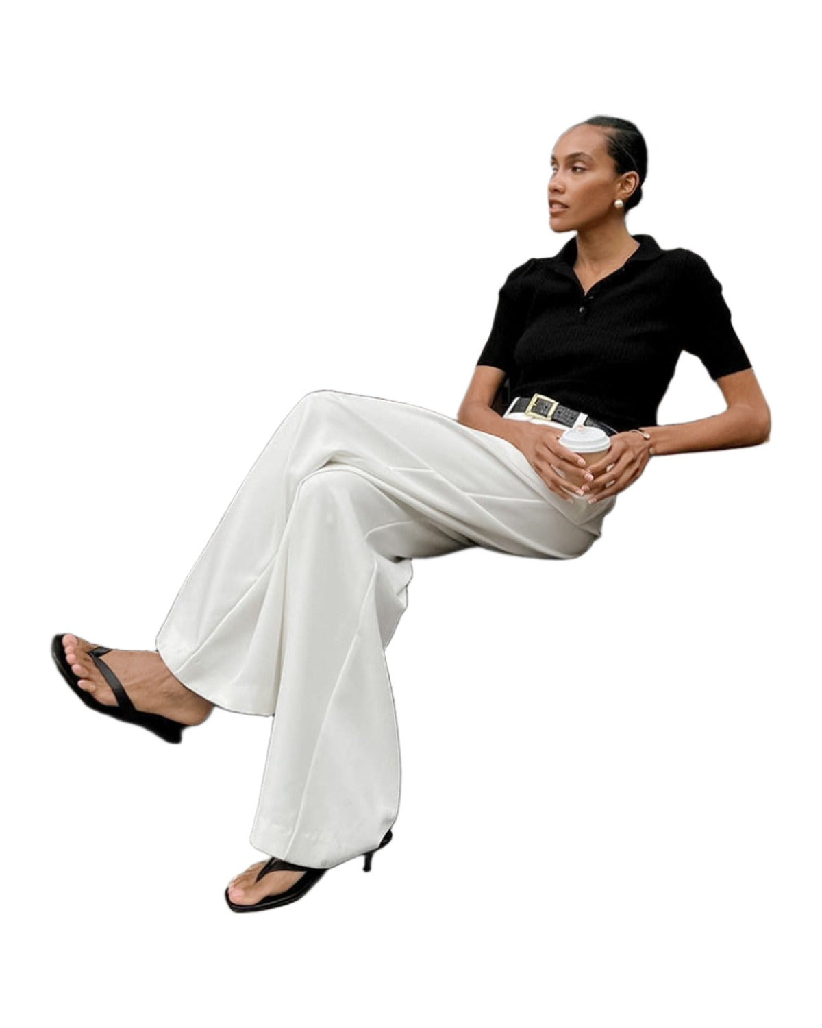 White High-waist Trousers Loose Casual Pants photo 22