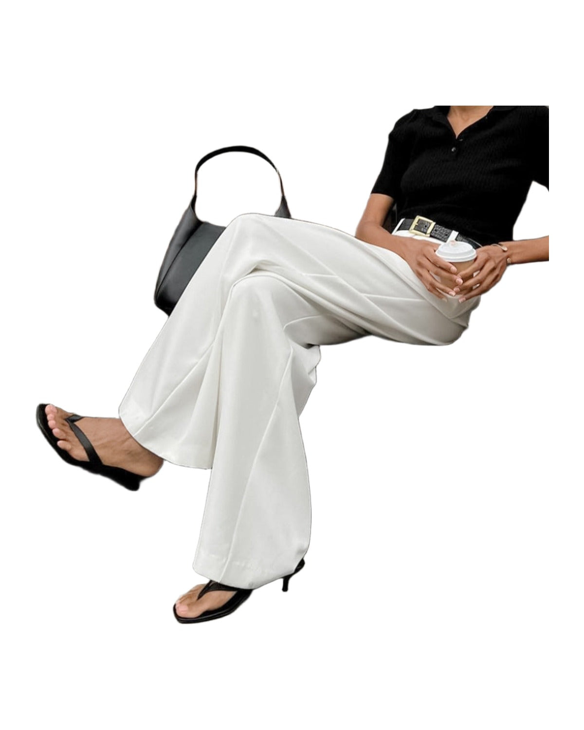 White High-waist Trousers Loose Casual Pants photo 24
