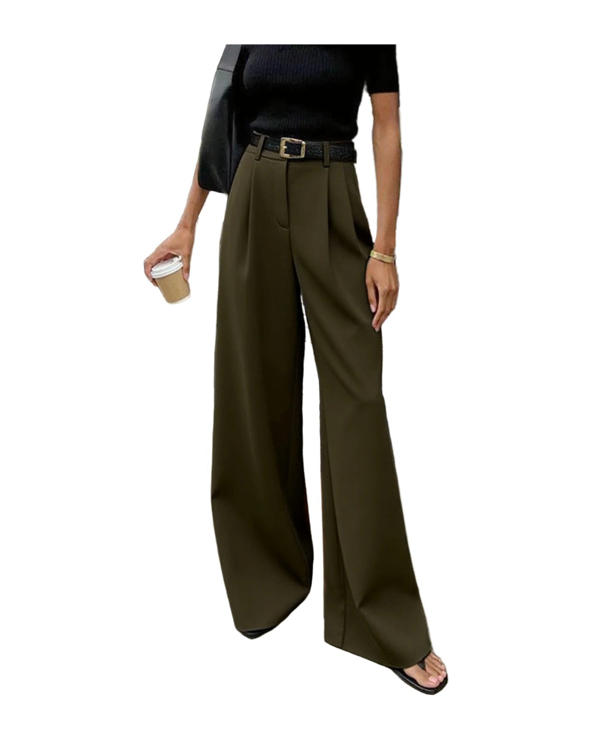 White High-waist Trousers Loose Casual Pants photo 4