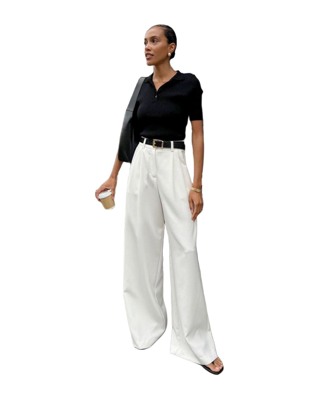 White High-waist Trousers Loose Casual Pants photo 5