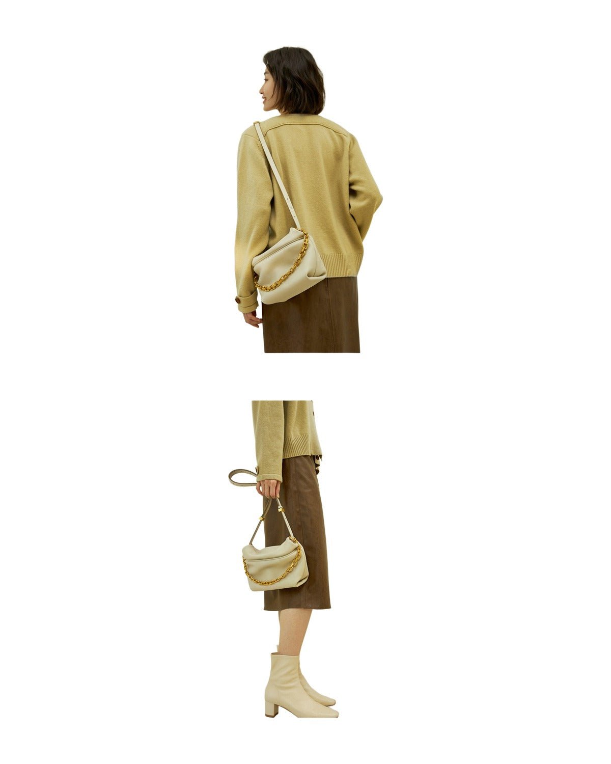 Leather Folds Clouds Bag Chain Shoulder Cowhide Crossbody photo 2