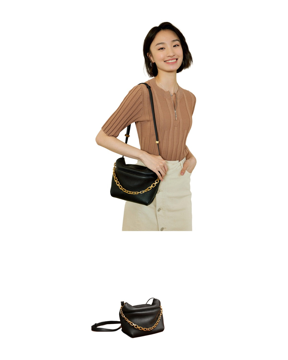 Leather Folds Clouds Bag Chain Shoulder Cowhide Crossbody photo 7