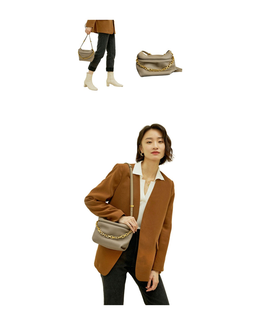 Leather Folds Clouds Bag Chain Shoulder Cowhide Crossbody photo 8