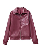 Cool Wild Lapel Leather Biker's Jacket photo 2