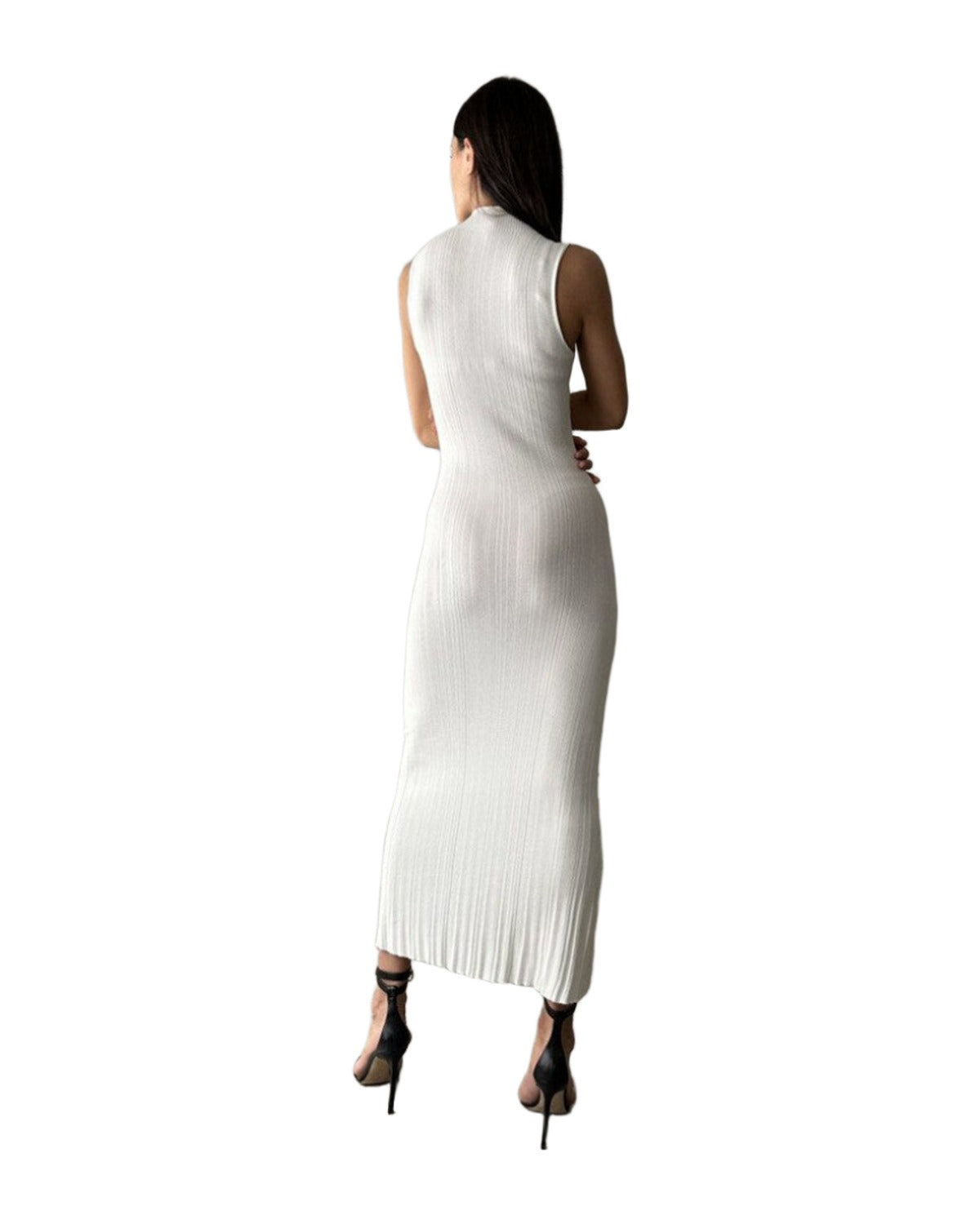 Knitted Turtleneck Sleeveless Midi Dress Elegant French photo 18