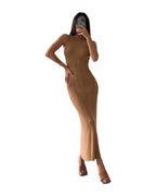 Knitted Turtleneck Sleeveless Midi Dress Elegant French photo 4
