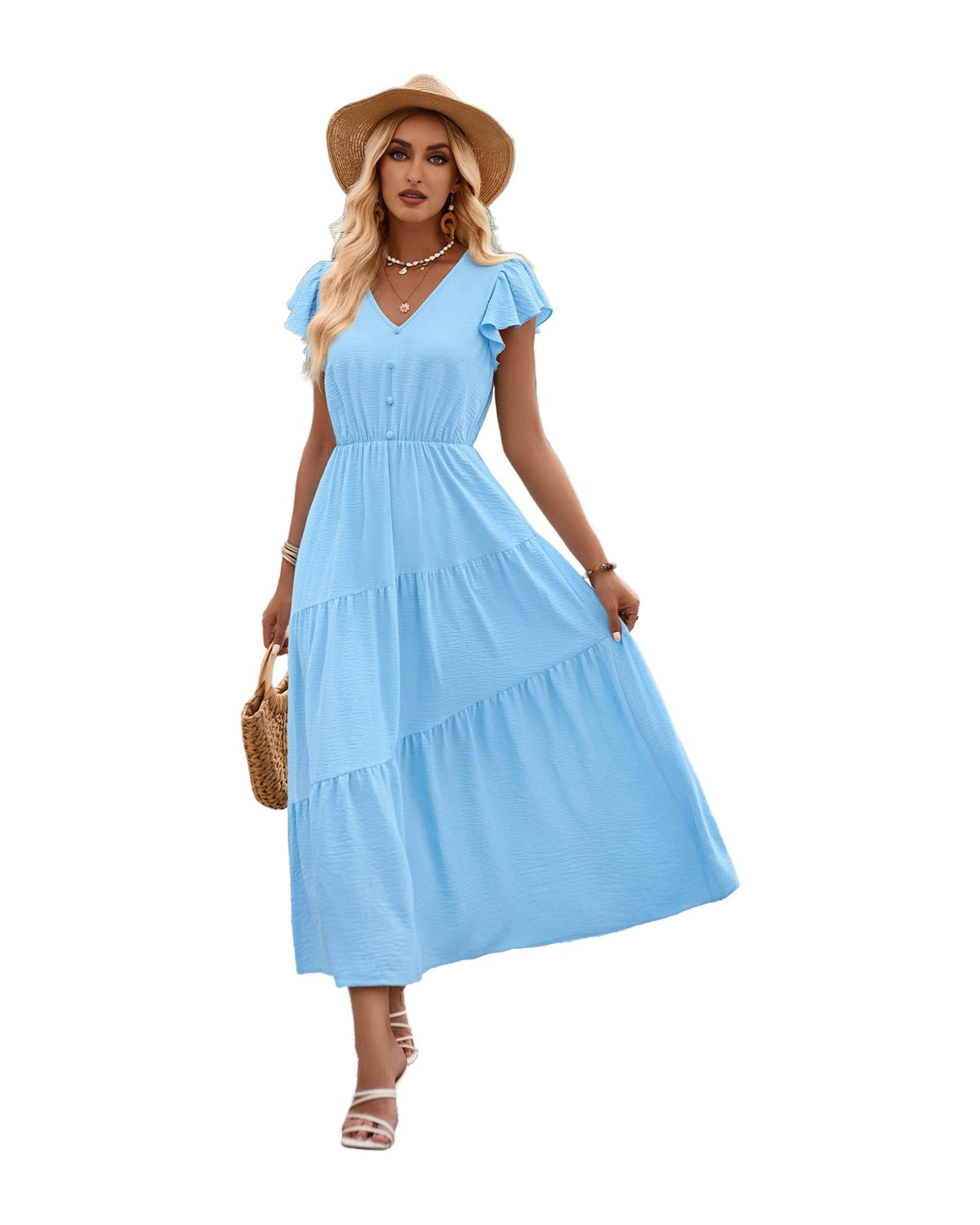 V-neck Ruffle Layered Dress photo 1