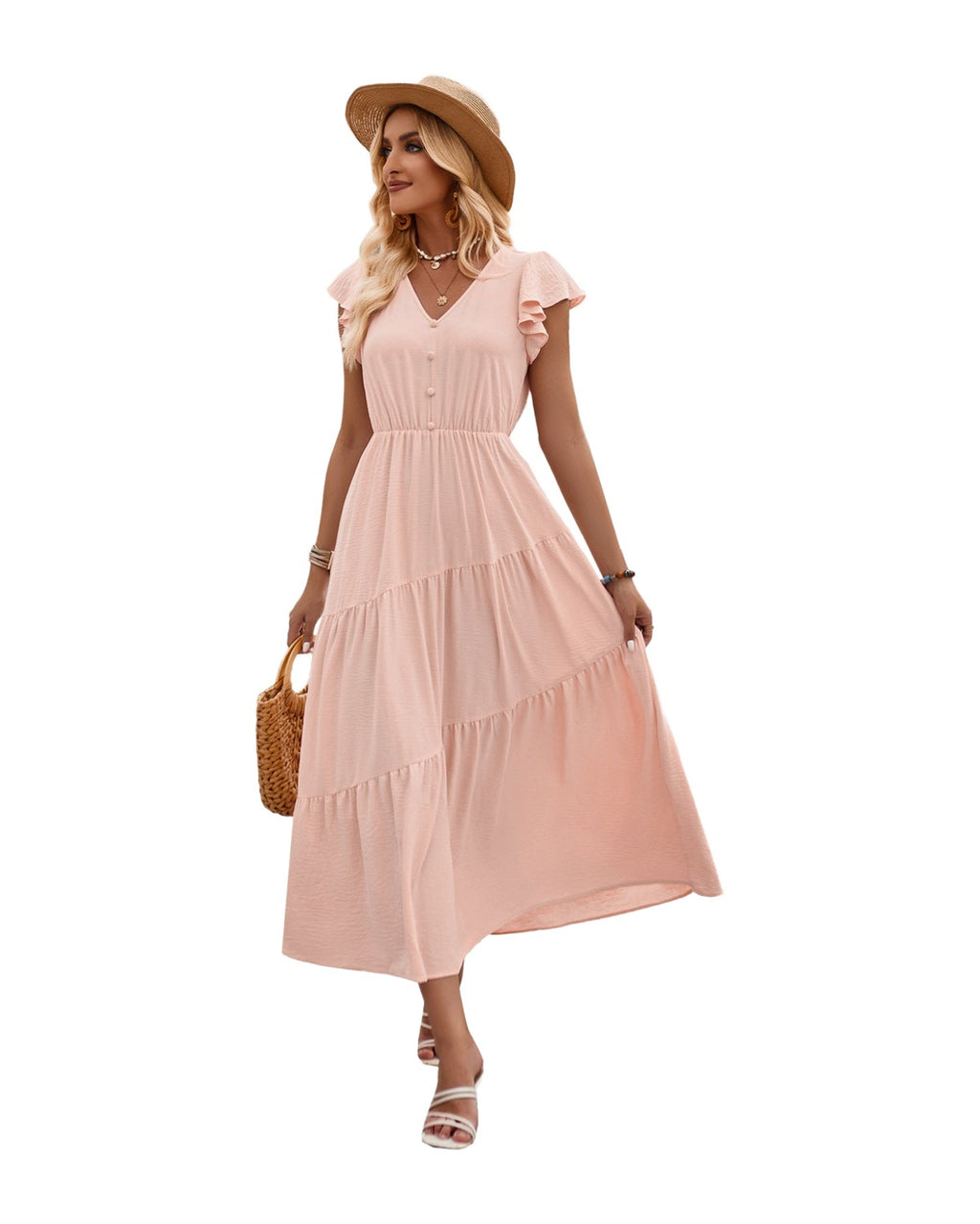 V-neck Ruffle Layered Dress photo 12