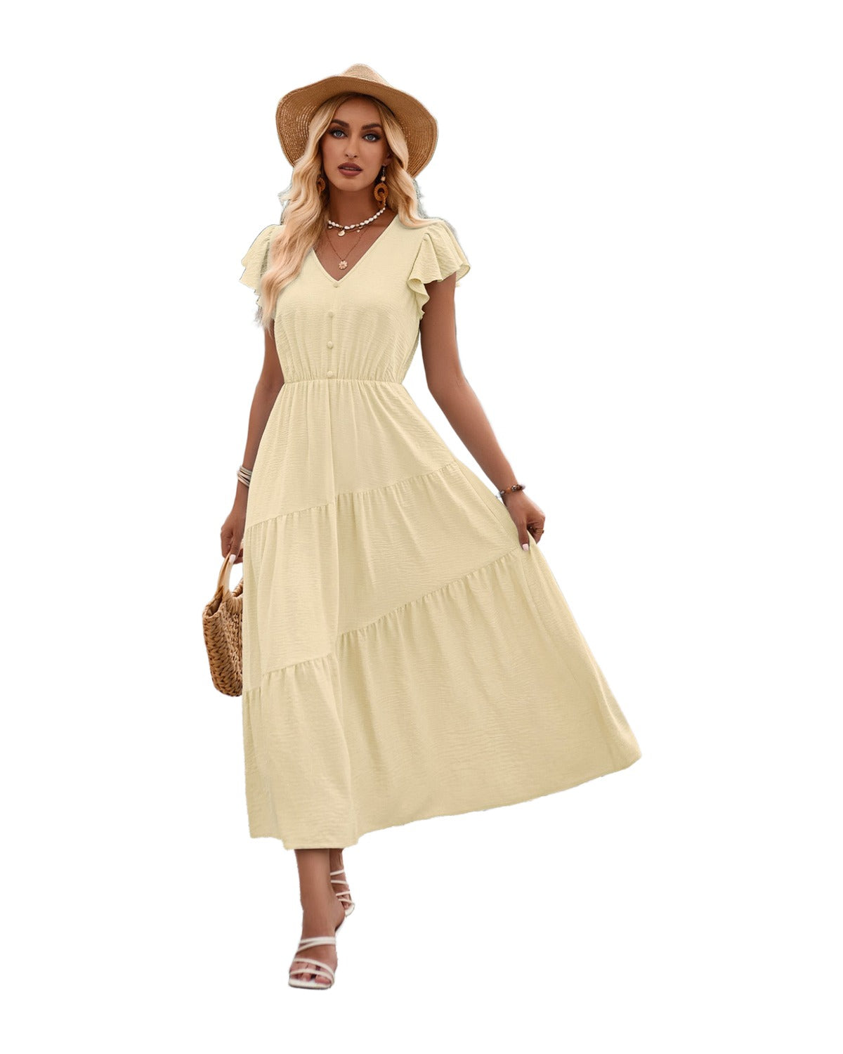 V-neck Ruffle Layered Dress photo 23