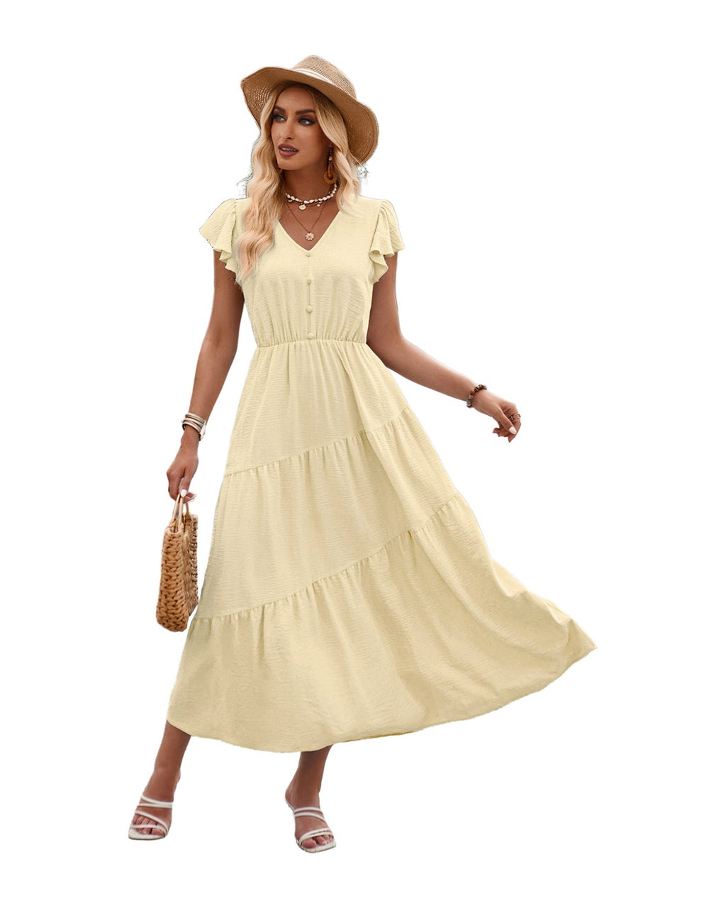 V-neck Ruffle Layered Dress photo 3