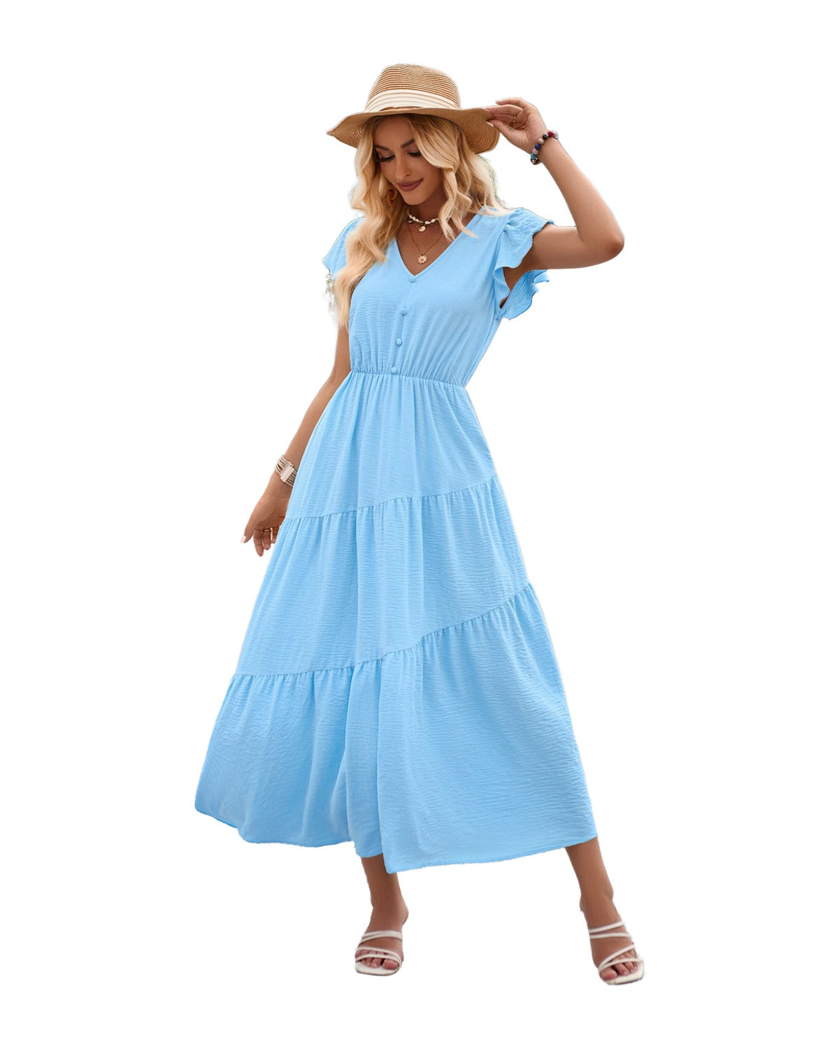 V-neck Ruffle Layered Dress photo 4