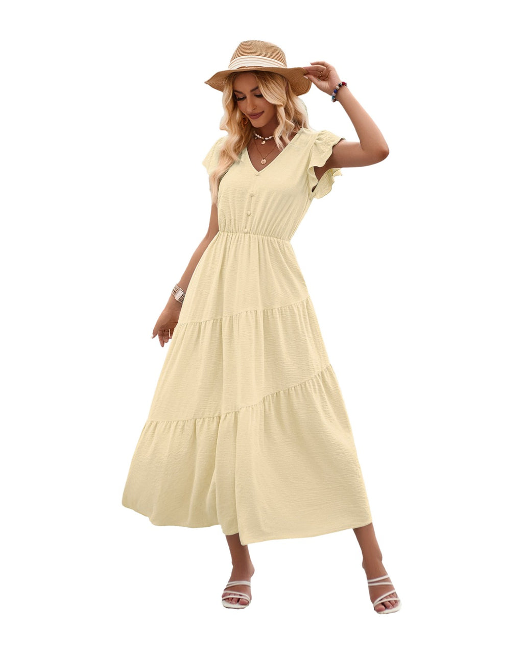 V-neck Ruffle Layered Dress photo 5