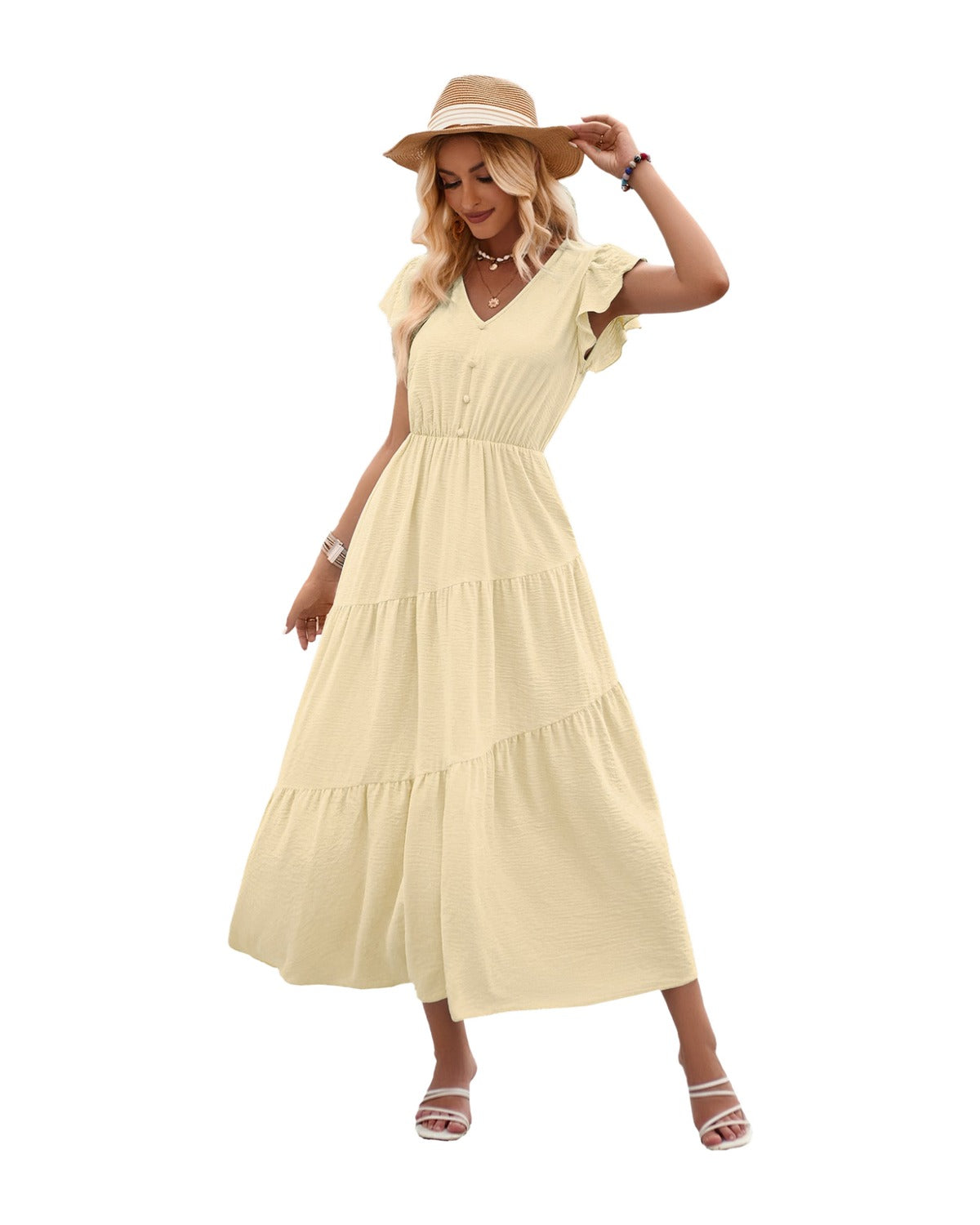 V-neck Ruffle Layered Dress photo 5