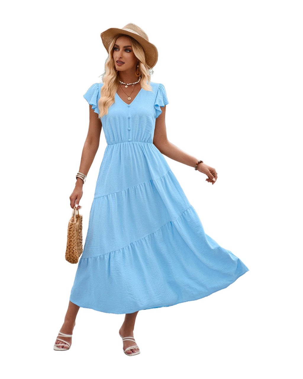 V-neck Ruffle Layered Dress photo 7