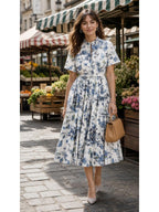 Butterfly Flower Cotton Dress worn by a model