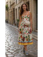 Keel Body Shaping Fruit Vegetable Sling Dress worn by a model