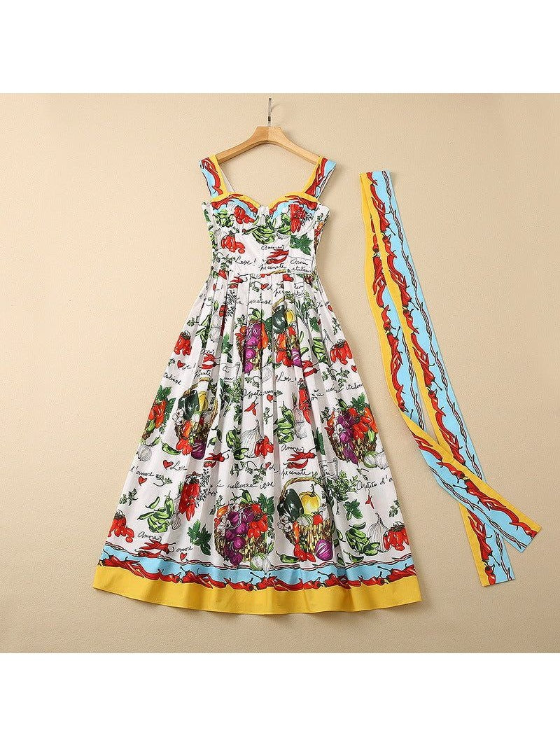 Keel Body Shaping Fruit Vegetable Sling Dress