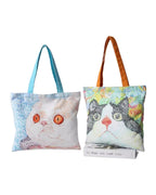 Cat Illustration Shoulder Bag Large Capacity Canvas photo 10
