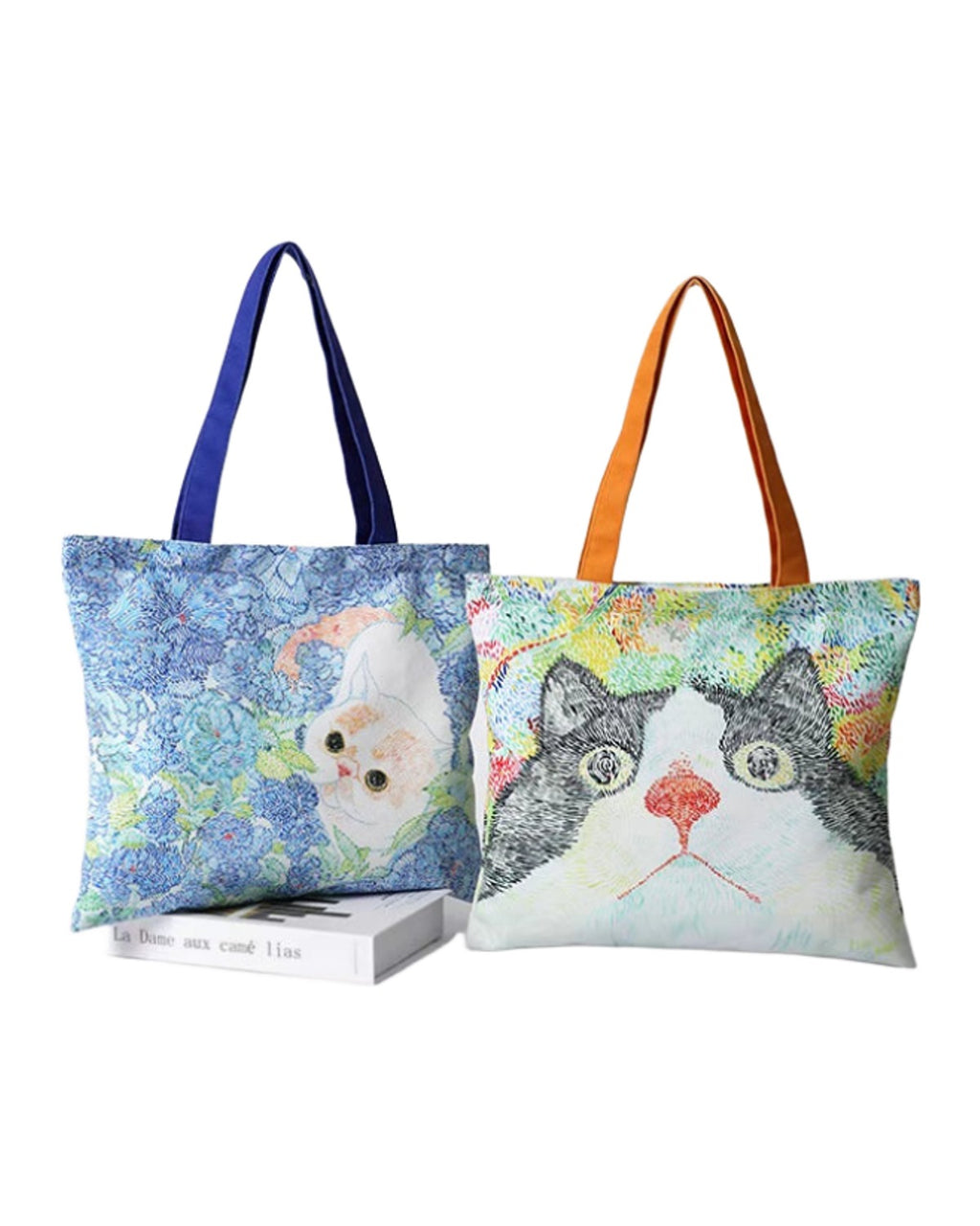 Cat Illustration Shoulder Bag Large Capacity Canvas photo 4