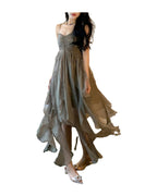 Pleated Irregular Elegant Midi Dress photo 1