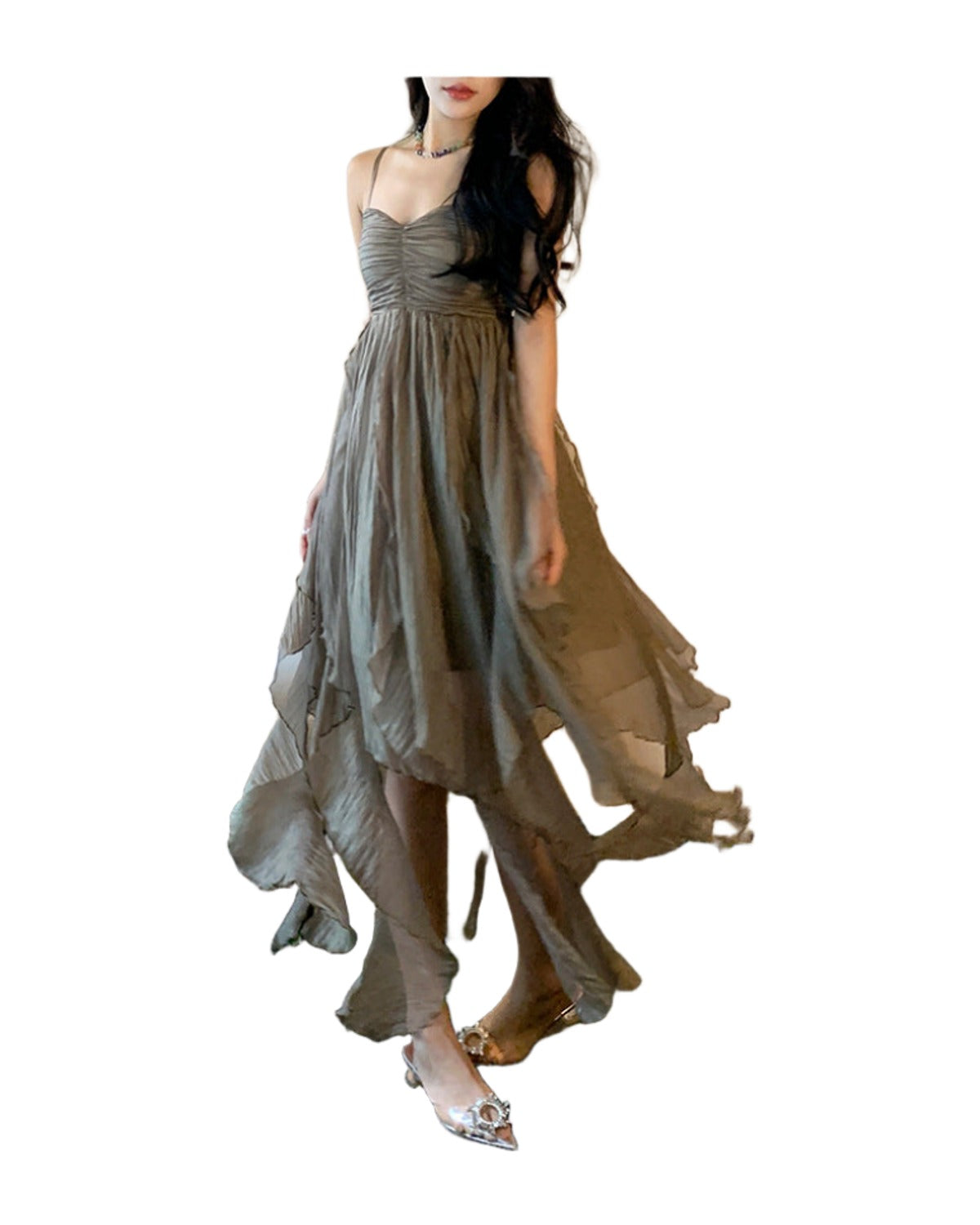 Pleated Irregular Elegant Midi Dress photo 1
