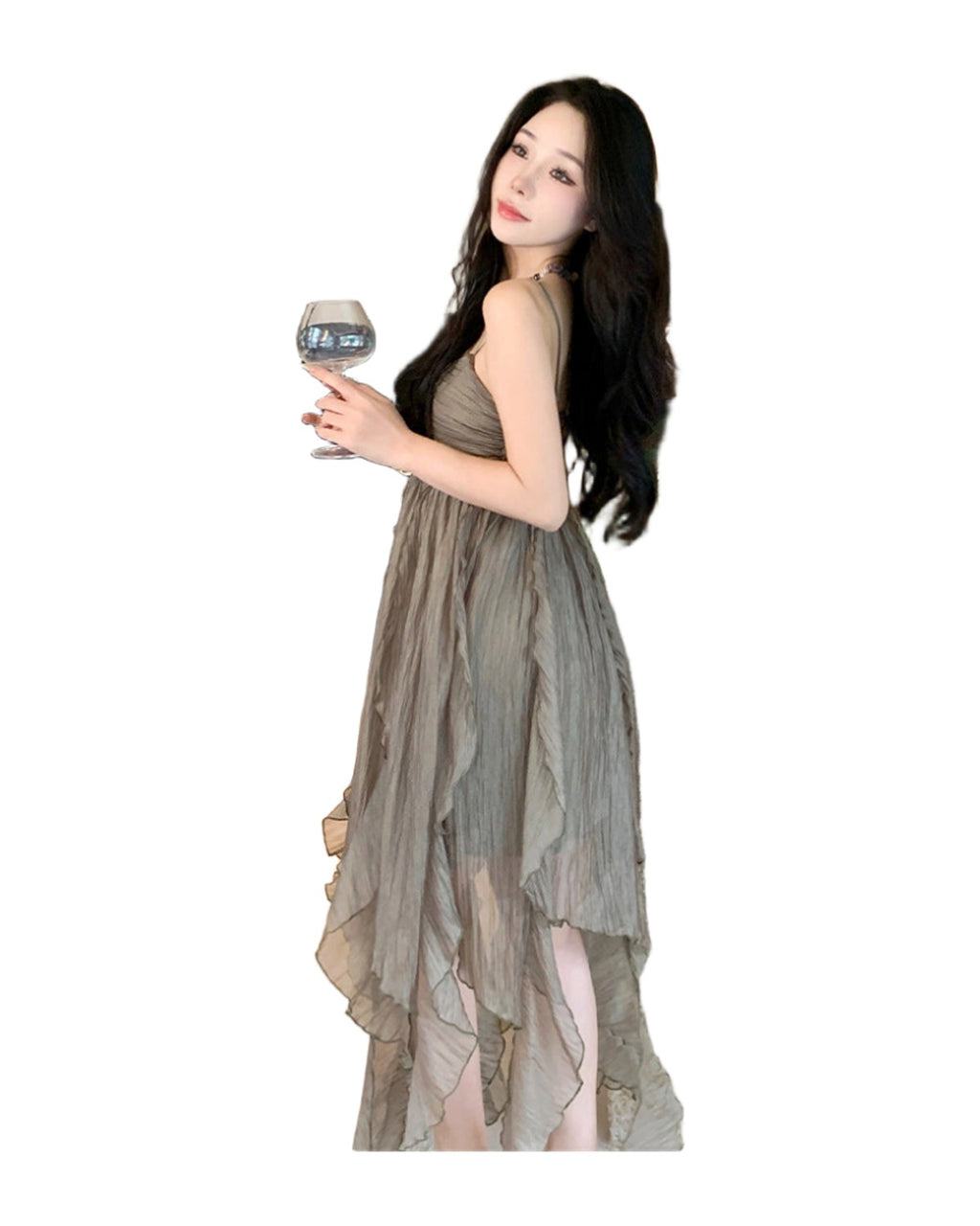 Pleated Irregular Elegant Midi Dress photo 6
