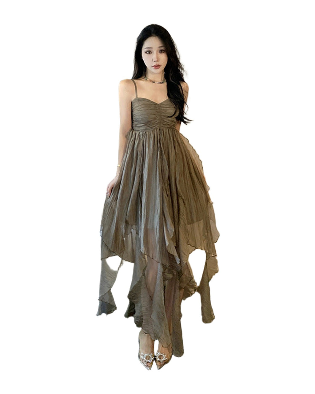 Pleated Irregular Elegant Midi Dress photo 8