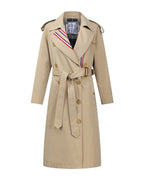 Stripes Double-breasted Trench Coat British Slim Waist photo 1