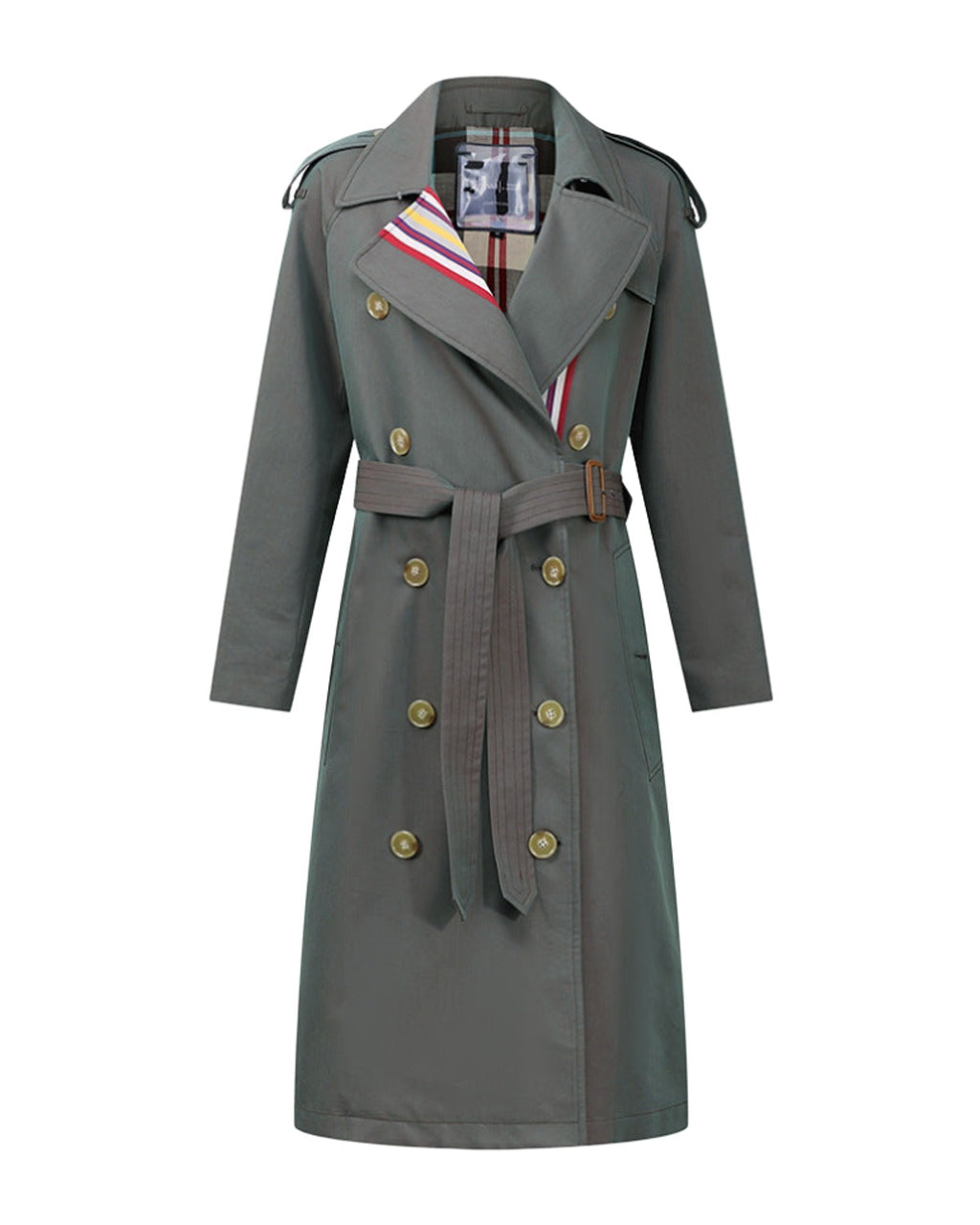 Stripes Double-breasted Trench Coat British Slim Waist photo 6