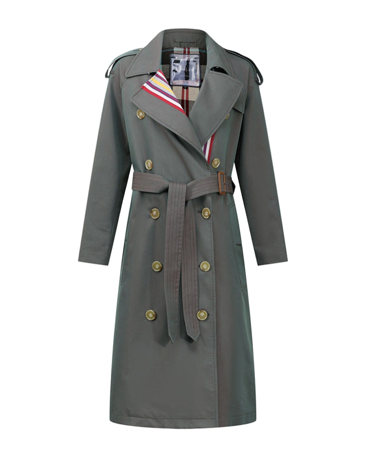 Stripes Double-breasted Trench Coat British Slim Waist photo 6