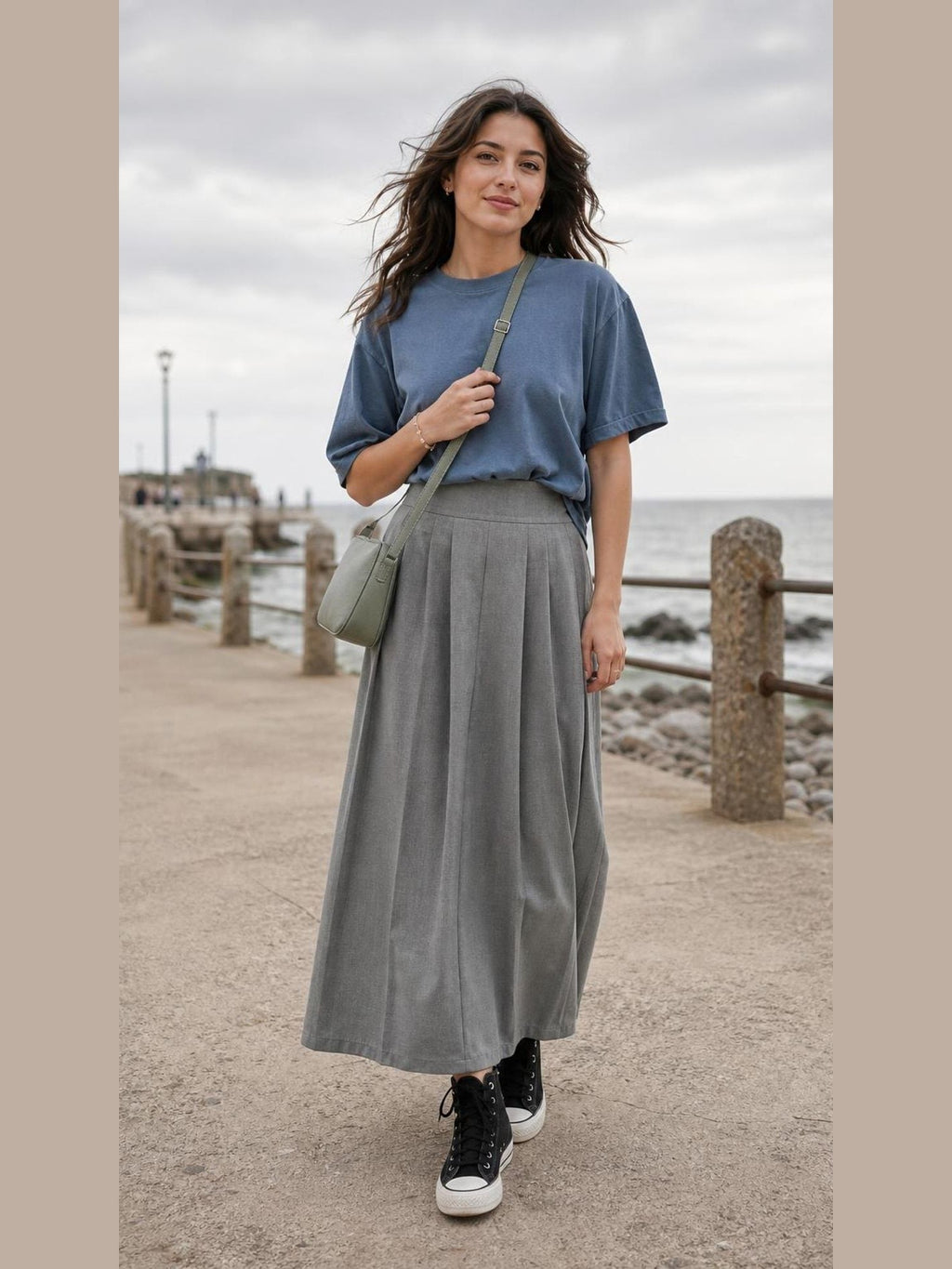Skirt Versatile Dress Long worn by a model